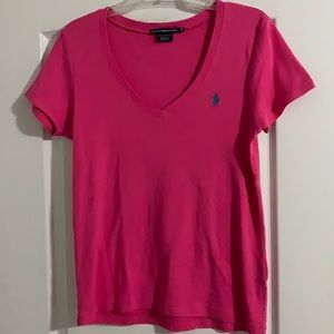 Hot Pink V-Neck Ralph Lauren Tshirt